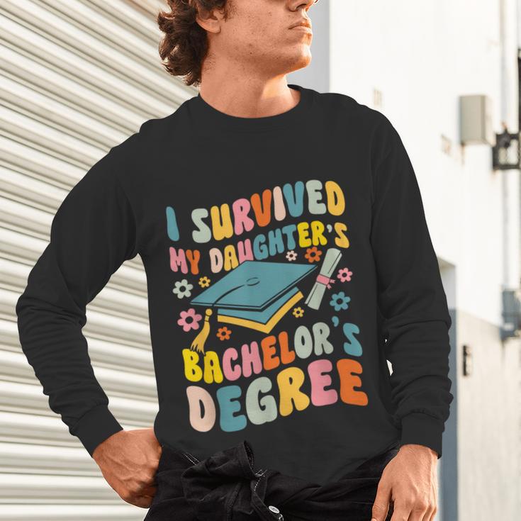 i Survived My Daughter's Bachelors Degree Groovy Graduation Unisex Long Sleeve T-Shirt