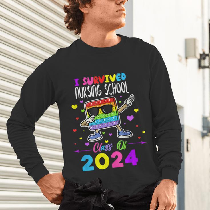 I Survived Nursing School Of 2024 Student Graduation 2024 Unisex Long Sleeve T-Shirt