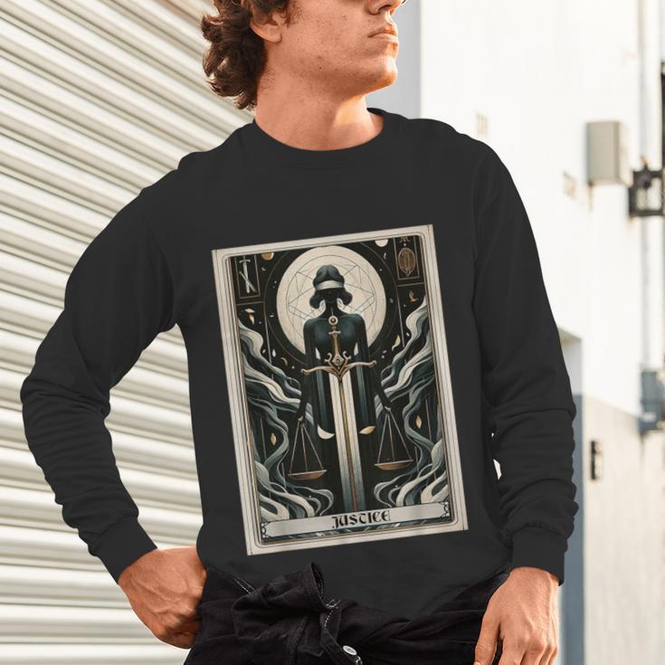 Tarot Cards Guide Book Esoteric Mysticism Clothing Tarot Card Justice Unisex Long Sleeve T-Shirt Tarot Cards Guide Book Esoteric Mysticism Clothing Tarot Card Justice Unisex Long Sleeve T-Shirt