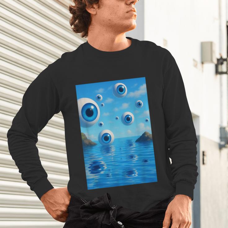 Trippy Weirdcore Frutiger Aero Surreal Eyeballs Y2K Unisex Long Sleeve T-Shirt