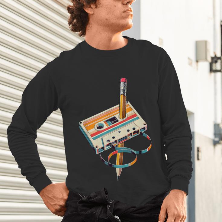 Vintage Cassette Tape And Pencil Nostalgia Party 70s 80s 90s Unisex Long Sleeve T-Shirt Vintage Cassette Tape And Pencil Nostalgia Party 70s 80s 90s Unisex Long Sleeve T-Shirt