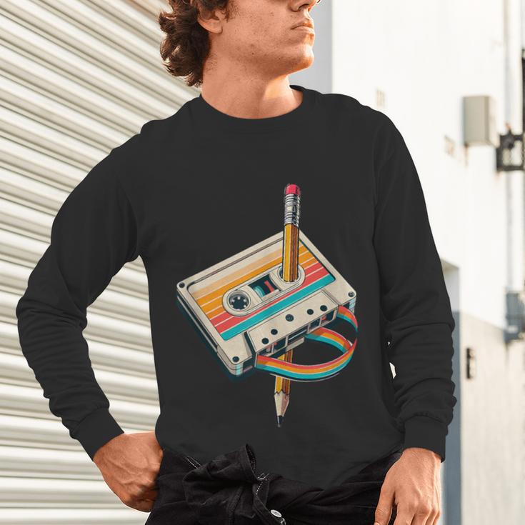 Vintage Pencil Rewind Cassette Tape Nostalgia Party 80s 90s Unisex Long Sleeve T-Shirt Vintage Pencil Rewind Cassette Tape Nostalgia Party 80s 90s Unisex Long Sleeve T-Shirt
