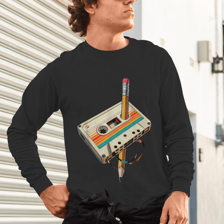 Vintage Pencil Rewind Cassette Tape Nostalgia Party 80s 90s Unisex Long Sleeve T-Shirt Vintage Pencil Rewind Cassette Tape Nostalgia Party 80s 90s Unisex Long Sleeve T-Shirt