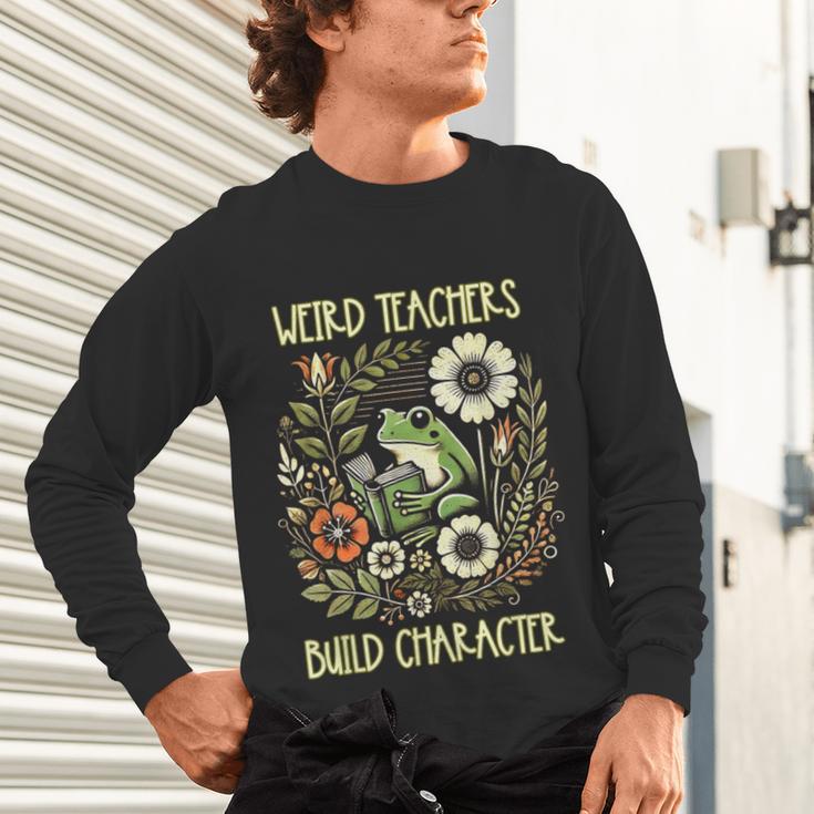 Weird Teachers Build Character Frog Reading Book Librarian Unisex Long Sleeve T-Shirt Weird Teachers Build Character Frog Reading Book Librarian Unisex Long Sleeve T-Shirt