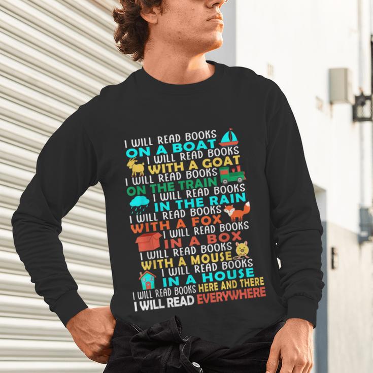 I Will Read Books On A Boat Kids Reading Read Books Unisex Long Sleeve T-Shirt