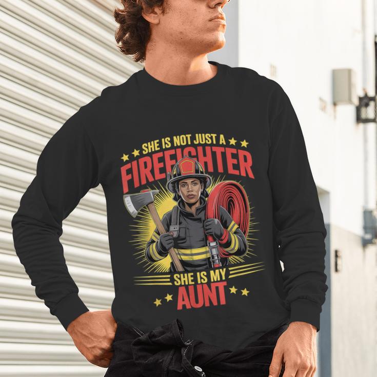 Woman Firefighter Aunt TiTi Auntie Black Graduation Unisex Long Sleeve T-Shirt