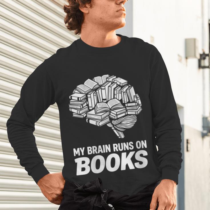 Women's My Brain Runs On Books Reading Bookworm Men Women Unisex Long Sleeve T-Shirt Women's My Brain Runs On Books Reading Bookworm Men Women Unisex Long Sleeve T-Shirt