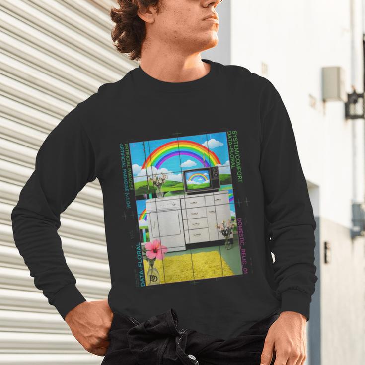Women's Frutiger Aero Aesthetic Rainbow Glitch Art Unisex Long Sleeve T-Shirt