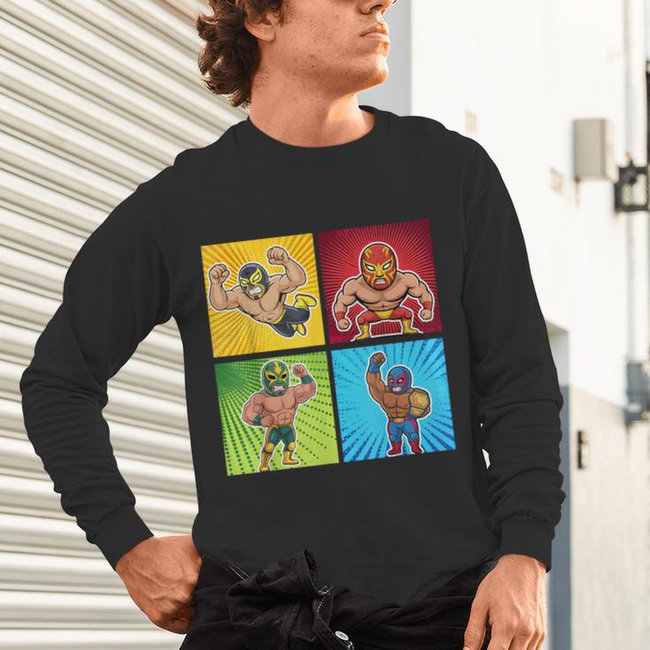 Wrestling Comic Book Wrestler Mexican Lucha Libre Mask Unisex Long Sleeve T-Shirt