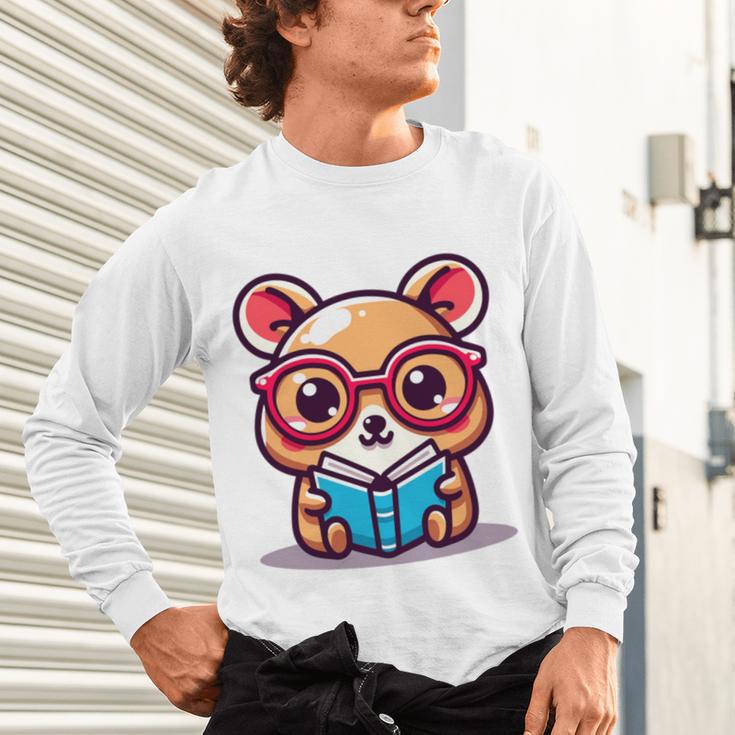 Adorable Book Lover Quokka With Reading Glasses Cute Unisex Long Sleeve T-Shirt
