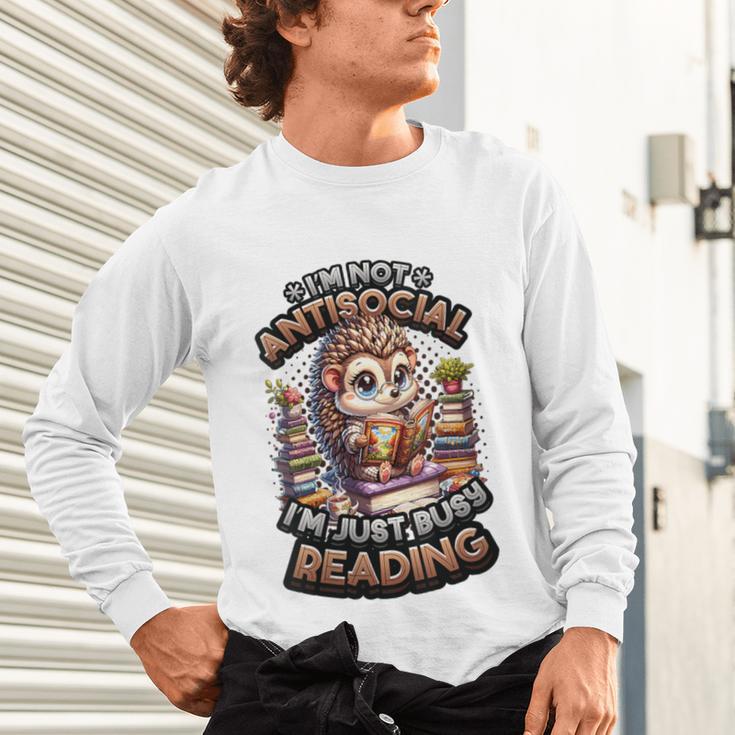 Book Lover Hedgehog Reading Books Introvert Bookworm Unisex Long Sleeve T-Shirt Book Lover Hedgehog Reading Books Introvert Bookworm Unisex Long Sleeve T-Shirt