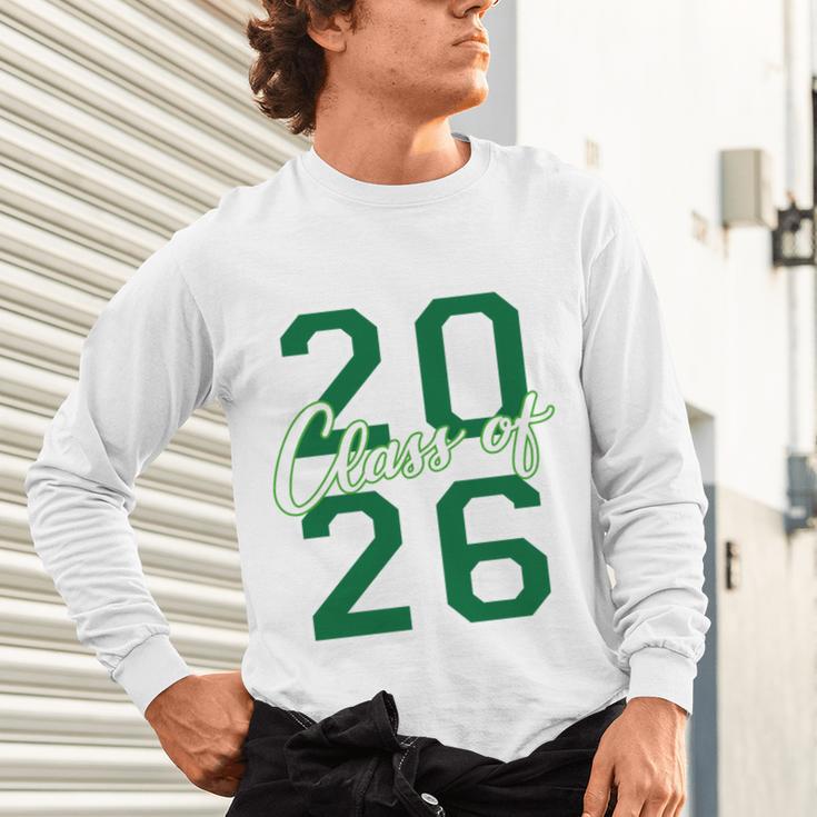Class Of 2026 Graduation Varsity Green And On The Back Unisex Long Sleeve T-Shirt