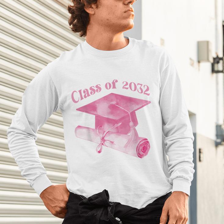 Class Of 2032 Senior 2032 Back To School 2032 Graduation Cap Unisex Long Sleeve T-Shirt