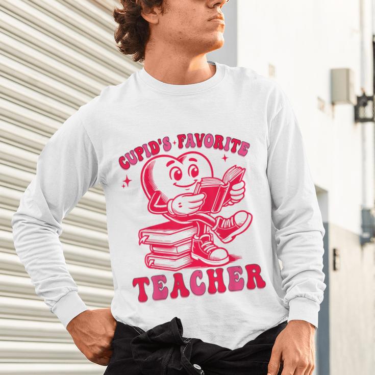 Cupid's Favorite Teacher Valentines Day Heart Book Lover Unisex Long Sleeve T-Shirt Cupid's Favorite Teacher Valentines Day Heart Book Lover Unisex Long Sleeve T-Shirt