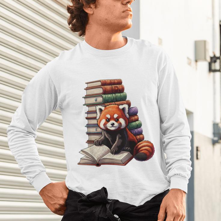 Cute Red Panda Reading Book Animal Bookworm Unisex Long Sleeve T-Shirt