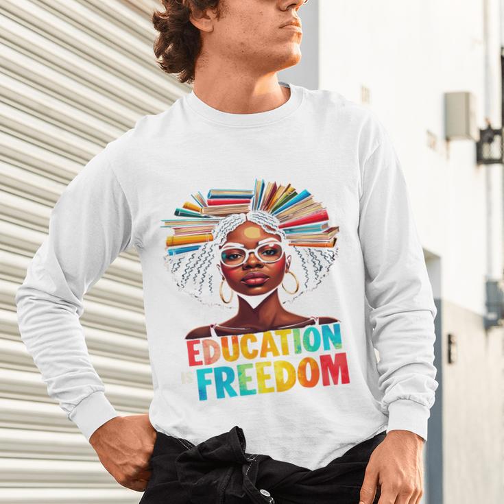 Education Is Freedom Afro Books Unisex Long Sleeve T-Shirt