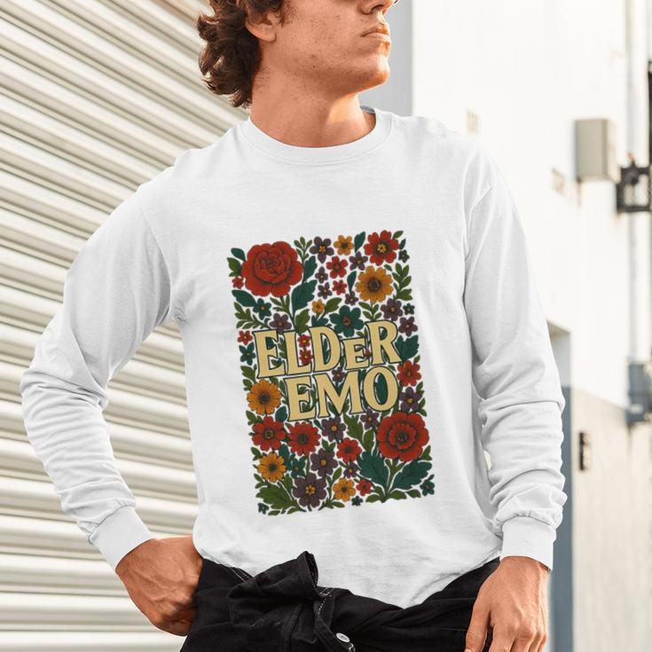 Elder Emo Floral Gothic Vintage Nostalgia Premium Tri-Blend Unisex Long Sleeve T-Shirt