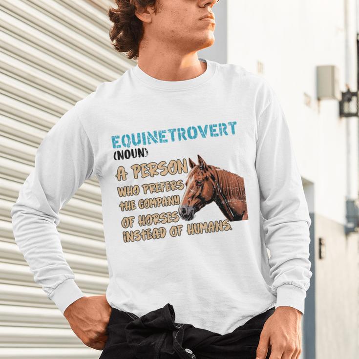 Equinetrovert Definition Equine Horse Riding Introvert Unisex Long Sleeve T-Shirt