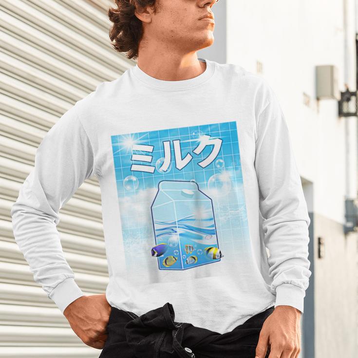 Frutiger Aero Aesthetic Tech Kawaii Milk Underwater Fishes Raglan Baseball Tee Unisex Long Sleeve T-Shirt Frutiger Aero Aesthetic Tech Kawaii Milk Underwater Fishes Raglan Baseball Tee Unisex Long Sleeve T-Shirt