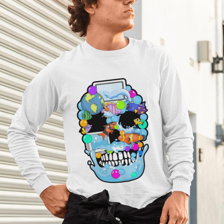 Frutiger Aero Aesthetic Tech Skull Computer Fishes Unisex Long Sleeve T-Shirt Frutiger Aero Aesthetic Tech Skull Computer Fishes Unisex Long Sleeve T-Shirt