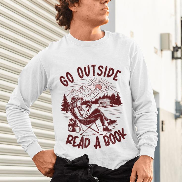 Go Outside Read a Book Vintage Bibliophiles Unisex Long Sleeve T-Shirt