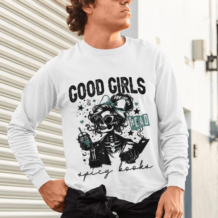 Good Girls Read Spicy Skeleton Book Club Unisex Long Sleeve T-Shirt