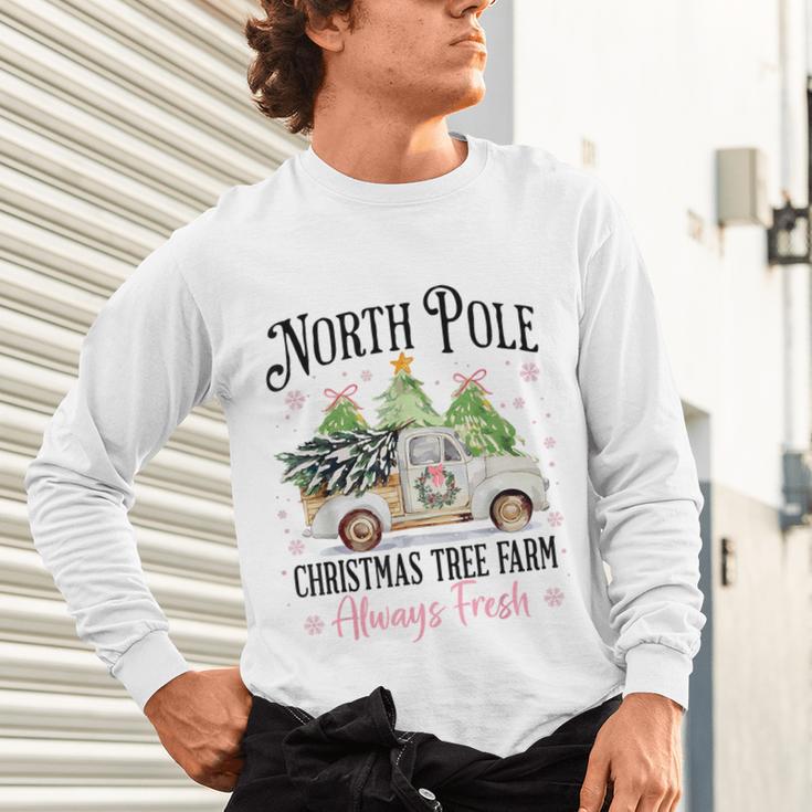 Holiday Scene Nostalgia North Pole Tree Farm Merry Christmas Unisex Long Sleeve T-Shirt Holiday Scene Nostalgia North Pole Tree Farm Merry Christmas Unisex Long Sleeve T-Shirt