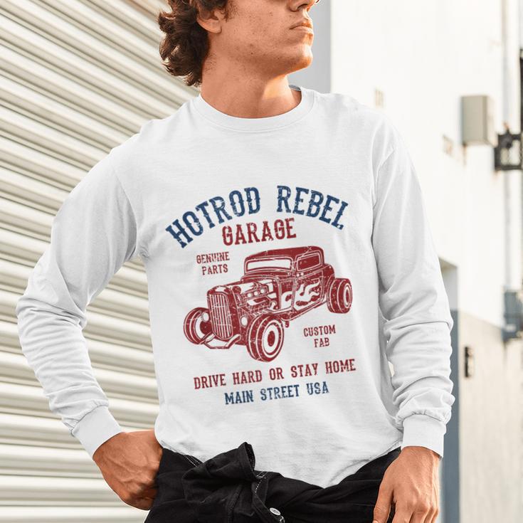 Hotrod Rebel Automotive Nostalgia Old Car Distressed Unisex Long Sleeve T-Shirt