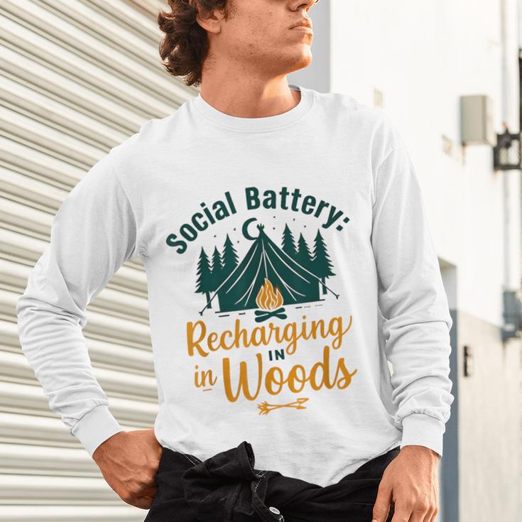 Introvert Camping Social Battery Recharging In The Woods Unisex Long Sleeve T-Shirt