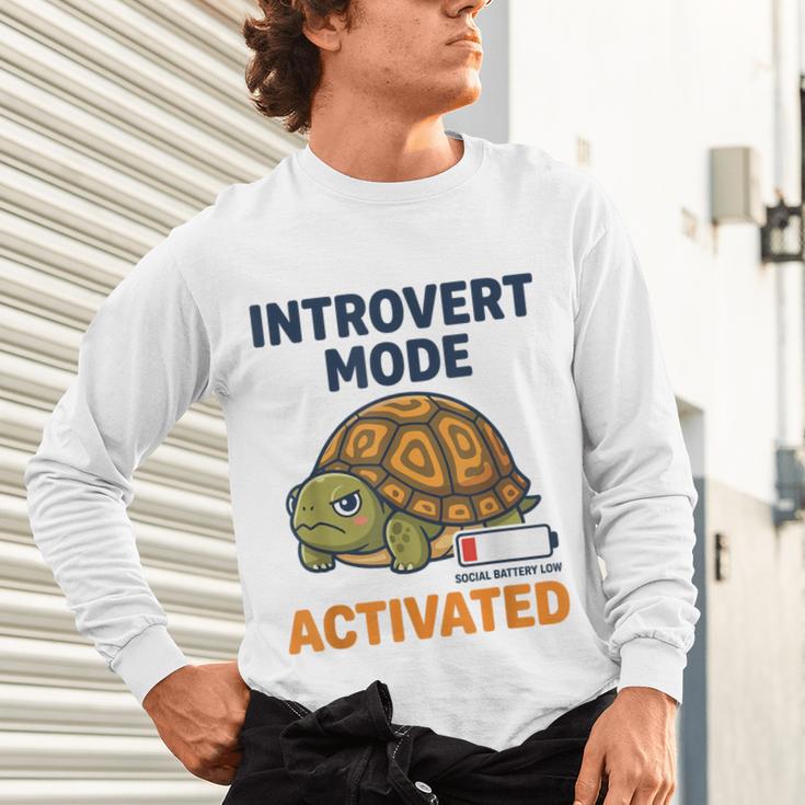 Introvert Mode Activated Low Social Battery Box Turtle Unisex Long Sleeve T-Shirt Introvert Mode Activated Low Social Battery Box Turtle Unisex Long Sleeve T-Shirt