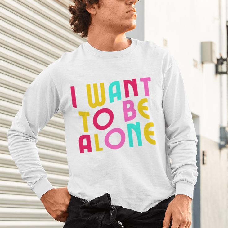 Introvert I Want To Be Alone Retro Wavy Unisex Long Sleeve T-Shirt