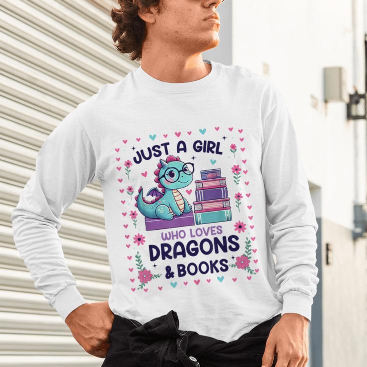 Just A Girl Who Loves Dragons And Books Lover Reading Book Unisex Long Sleeve T-Shirt Just A Girl Who Loves Dragons And Books Lover Reading Book Unisex Long Sleeve T-Shirt