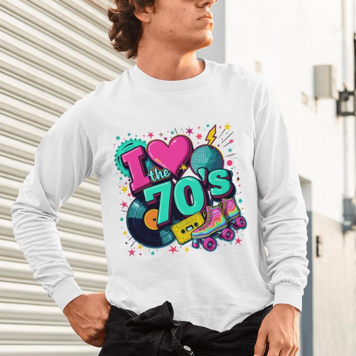 I Love The 70s Retro Cassette Roller Vinyl Disco Nostalgia Premium Tri-Blend Unisex Long Sleeve T-Shirt