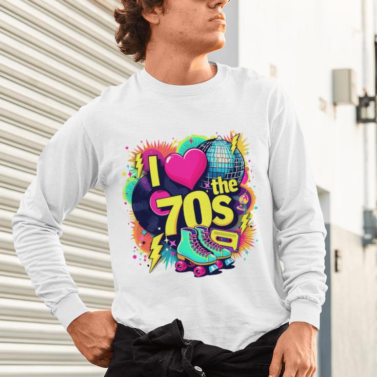 I Love The 70s Retro Cassette Roller Vinyl Nostalgia Vibes Premium Tri-Blend Unisex Long Sleeve T-Shirt