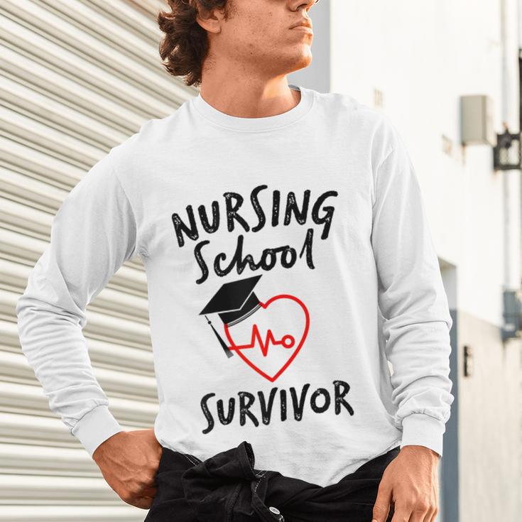 Nursing School Survivor Women Graduation RN Gift Shirt Unisex Long Sleeve T-Shirt