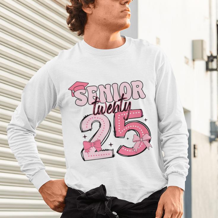 Pink Coquette Bow Senior 2025 Back To School Graduation Girl Unisex Long Sleeve T-Shirt