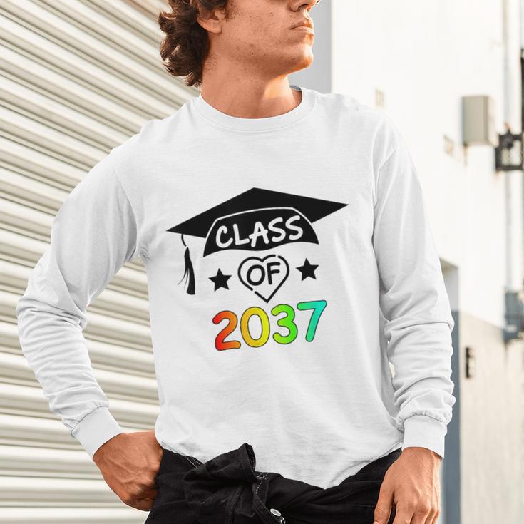 Pre-K -12th Grade Hand Prints Space Graduation Class Of 2037 Unisex Long Sleeve T-Shirt