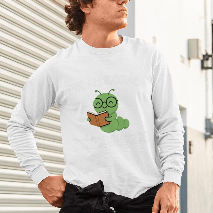 Professional Bookworm Reading Lover Cute Worm Glasses Book Unisex Long Sleeve T-Shirt