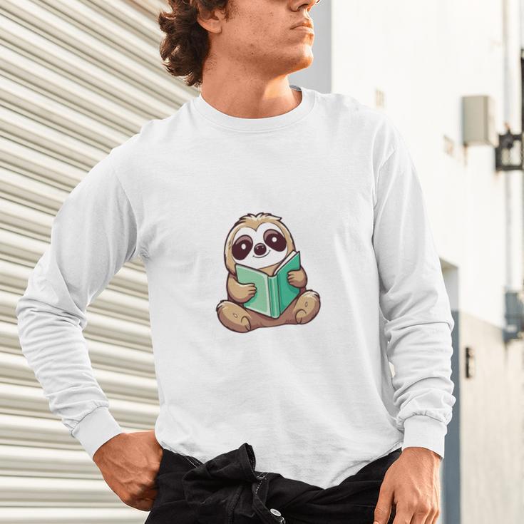 I Read Past My Bedtime Reading Sloth Book Lover Unisex Long Sleeve T-Shirt