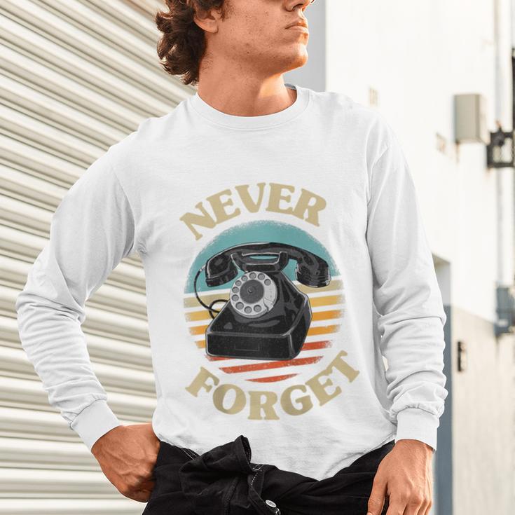 Retro Phone Never Forget Nostalgia Vintage Raglan Baseball Tee Unisex Long Sleeve T-Shirt