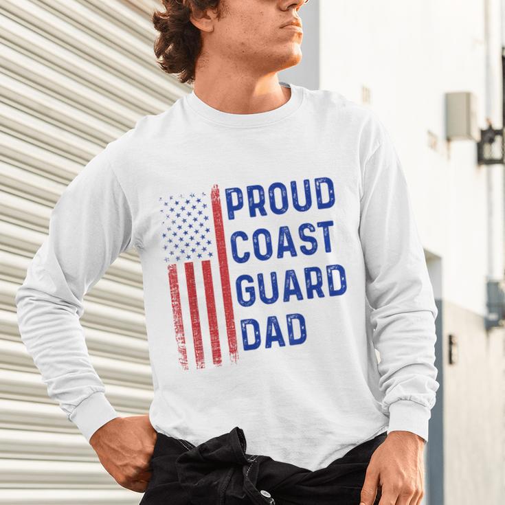 Retro Proud Coast Guard Dad Graduation Dad Usa Flag Outfit Unisex Long Sleeve T-Shirt