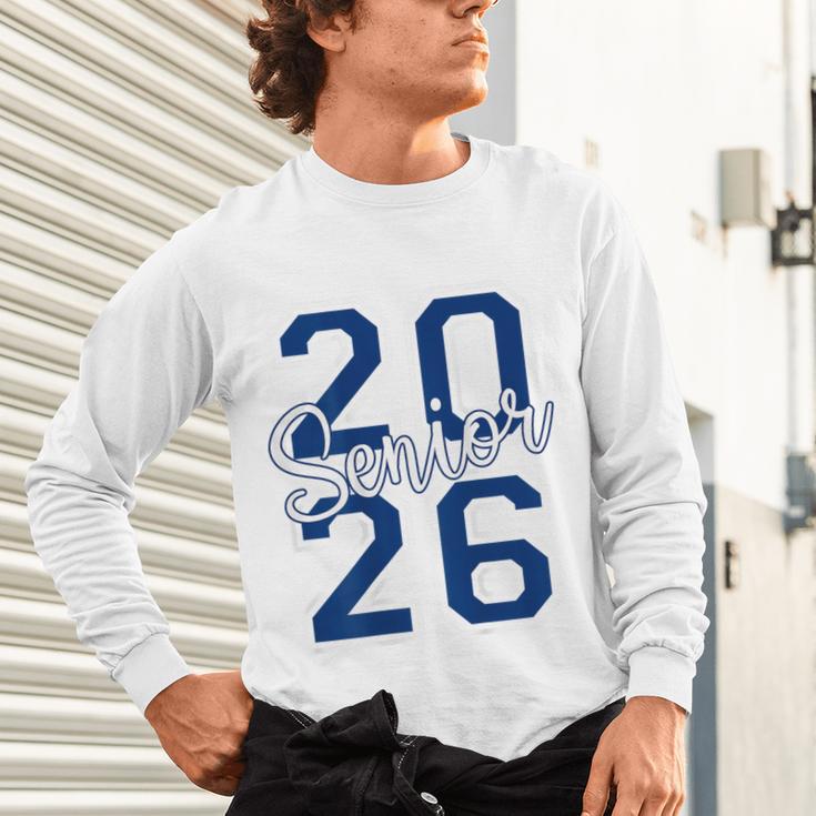 Senior 2026 Graduation Varsity Navy Blue On The Back Unisex Long Sleeve T-Shirt