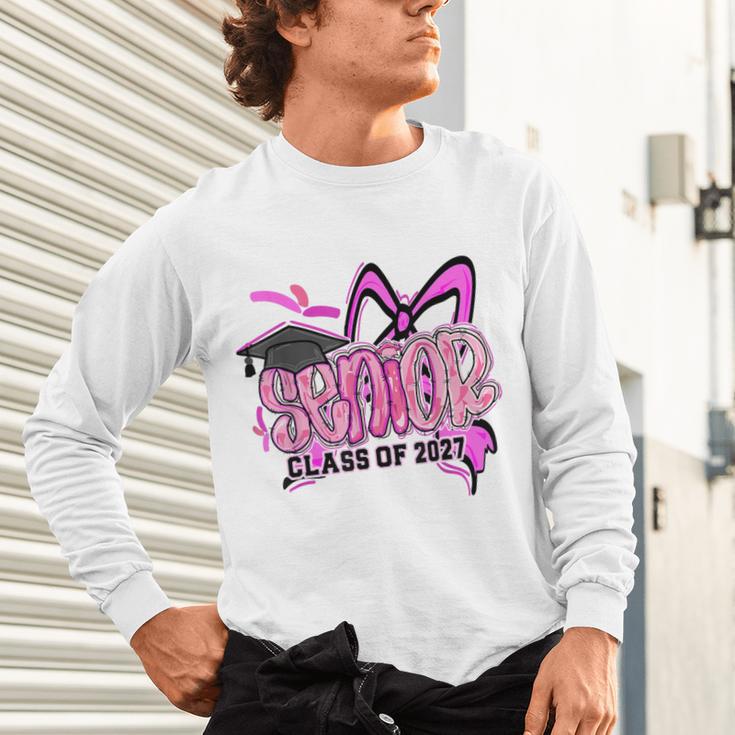 Senior 2027 Class Of 2027 Coquette Girl Pink Graduation 2027 Unisex Long Sleeve T-Shirt