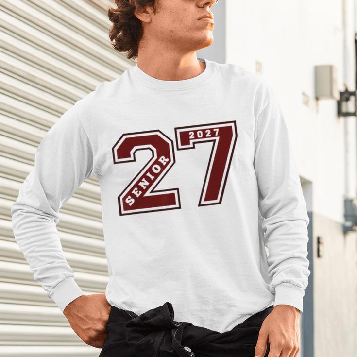 Senior 2027 Maroon Senior Class Of 27 Jersey Graduation Unisex Long Sleeve T-Shirt