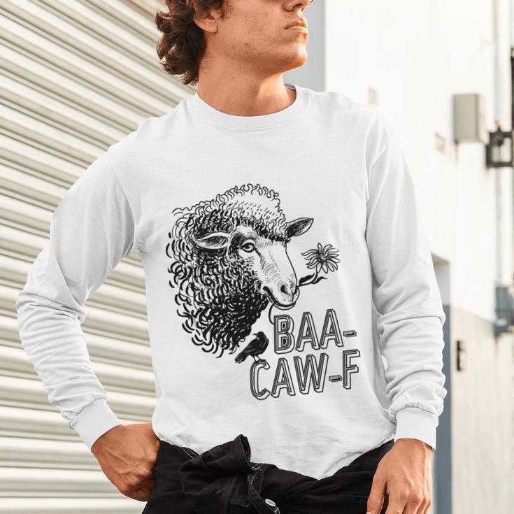 Sheep Baa Crow Caw Back Off Pun Tee For Introverts & Teens Unisex Long Sleeve T-Shirt