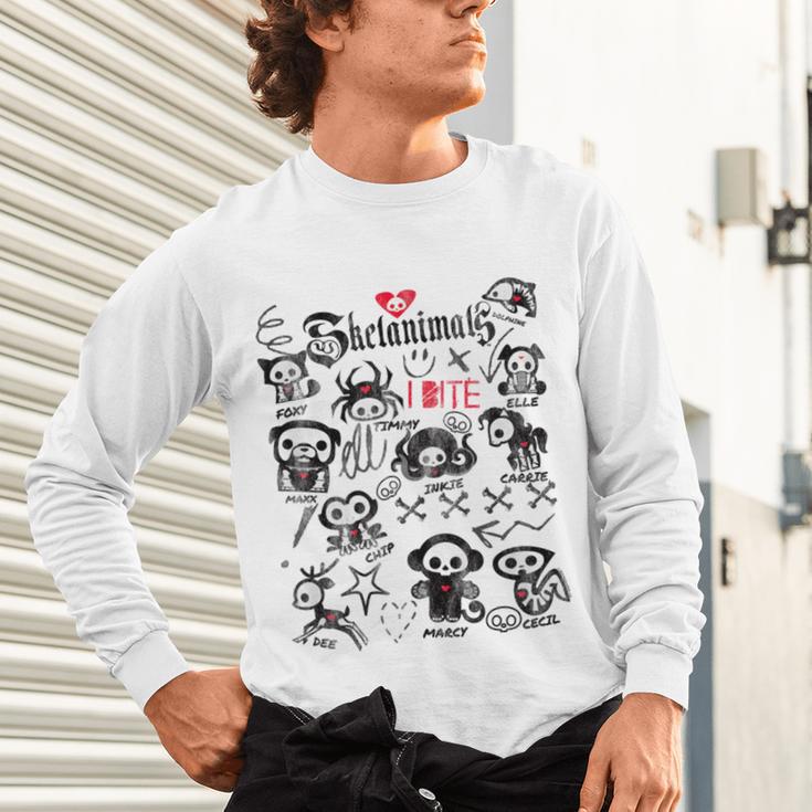 Skelanimals I Bite Vintage Retro Dead Pet Textbook Collage Unisex Long Sleeve T-Shirt