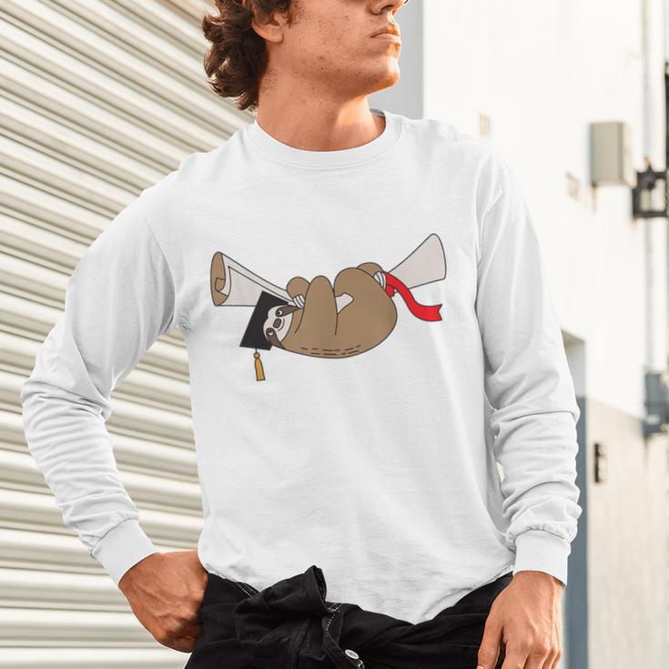 Sloth Graduation Shirt Cute Animal Diploma Grad Unisex Long Sleeve T-Shirt