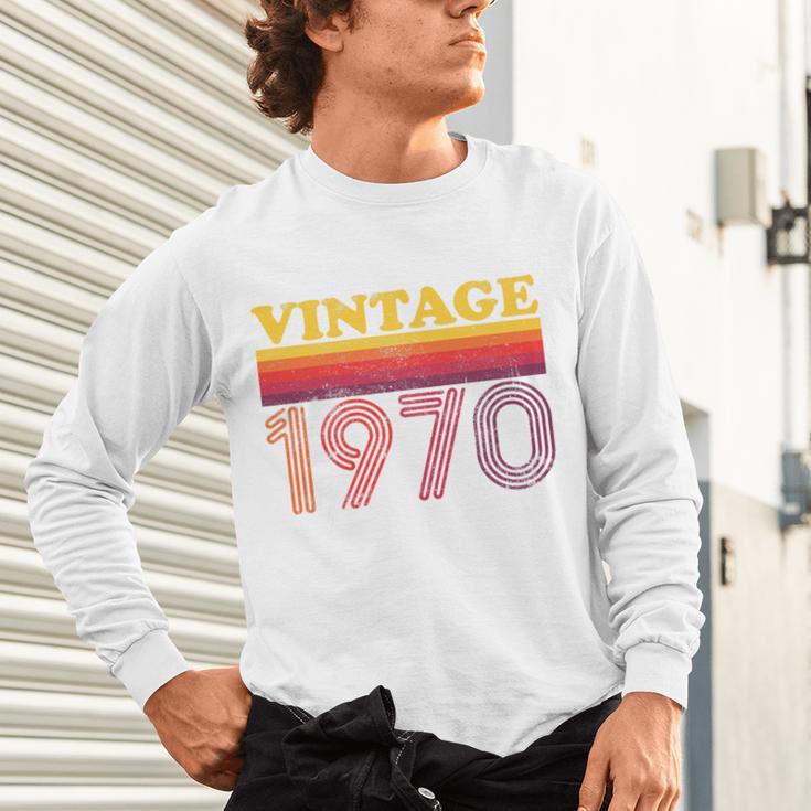 Vintage 1970 Retro Style 70's Born Nostalgia Vibes Birthday Premium Tri-Blend Unisex Long Sleeve T-Shirt