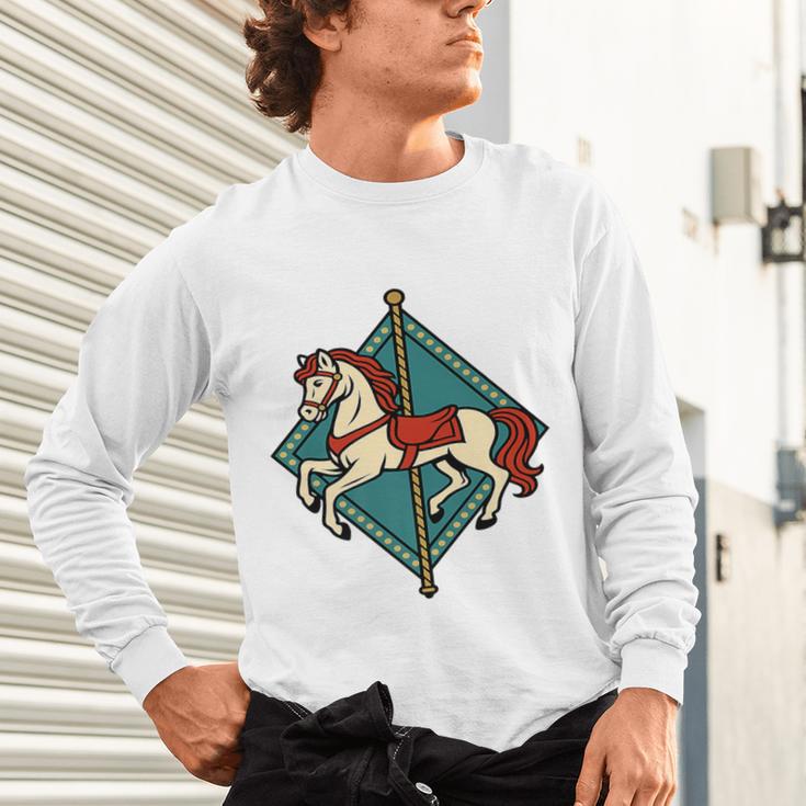 Vintage Carousel Horse Merry Go Round Nostalgia Art Premium Unisex Long Sleeve T-Shirt