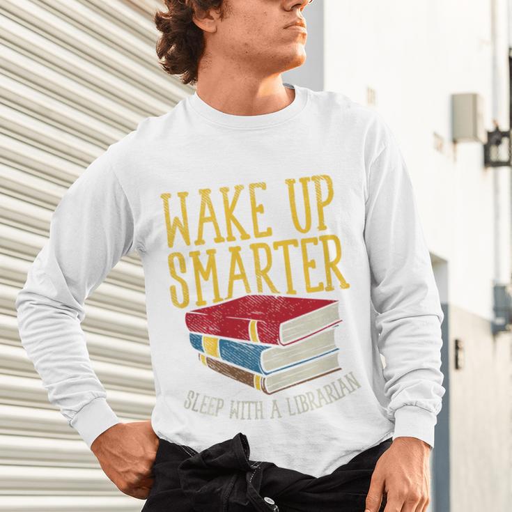 Wake Up Smarter Librarian Book Stack Premium Tri-Blend Unisex Long Sleeve T-Shirt